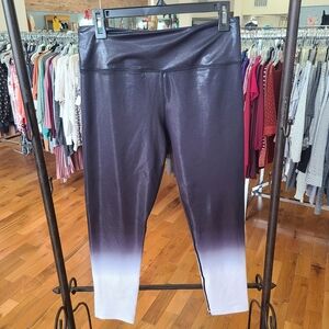 ZYIA Active Black Metallic Ombre Light and Tight 7/8 High Waisted Leggings 12